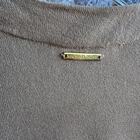 MICHAEL Michael Kors Long Sleeve Golden Brown Open Front Cardigan Sweater Size M - Picture 9 of 10